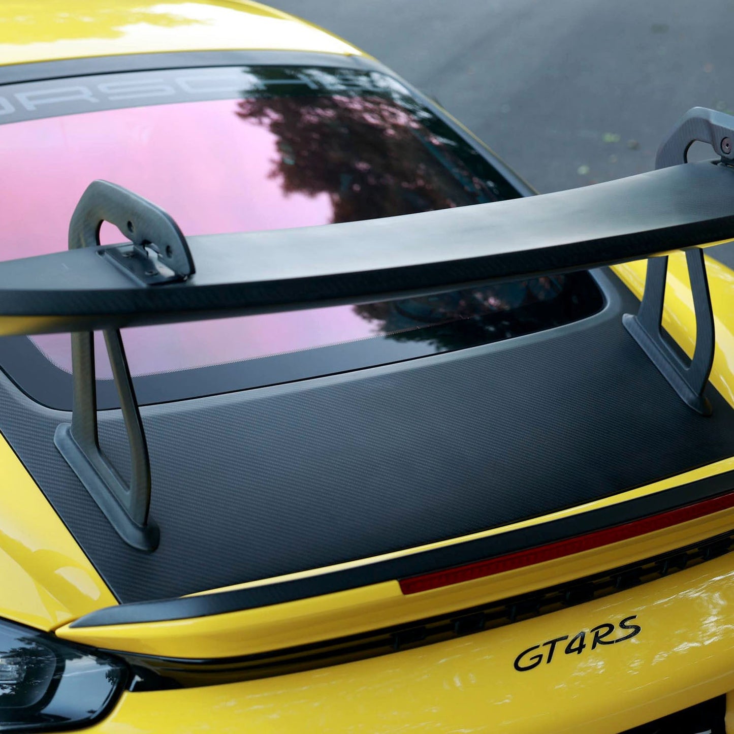 SR DRY CARBON FIBER V-FRAME TAILGATE WITH HD LIGHTWEIGHT PC GLASS [PORSCHE 718 / GT4 / RS WEISSACH PACK & STANDARD]